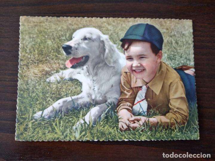 Postales: NI&Ntilde;O CON PERRO POSTAL - Foto 1