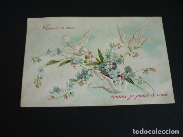 Postales: PALOMAS CON FLORES POSTAL - Foto 1