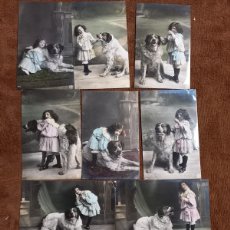 Postales: LOTE DE 9 POSTALES DE NIÑA CON PERRO, 1909 DE UNA SERIE DE 10, SIN CIRCULAR