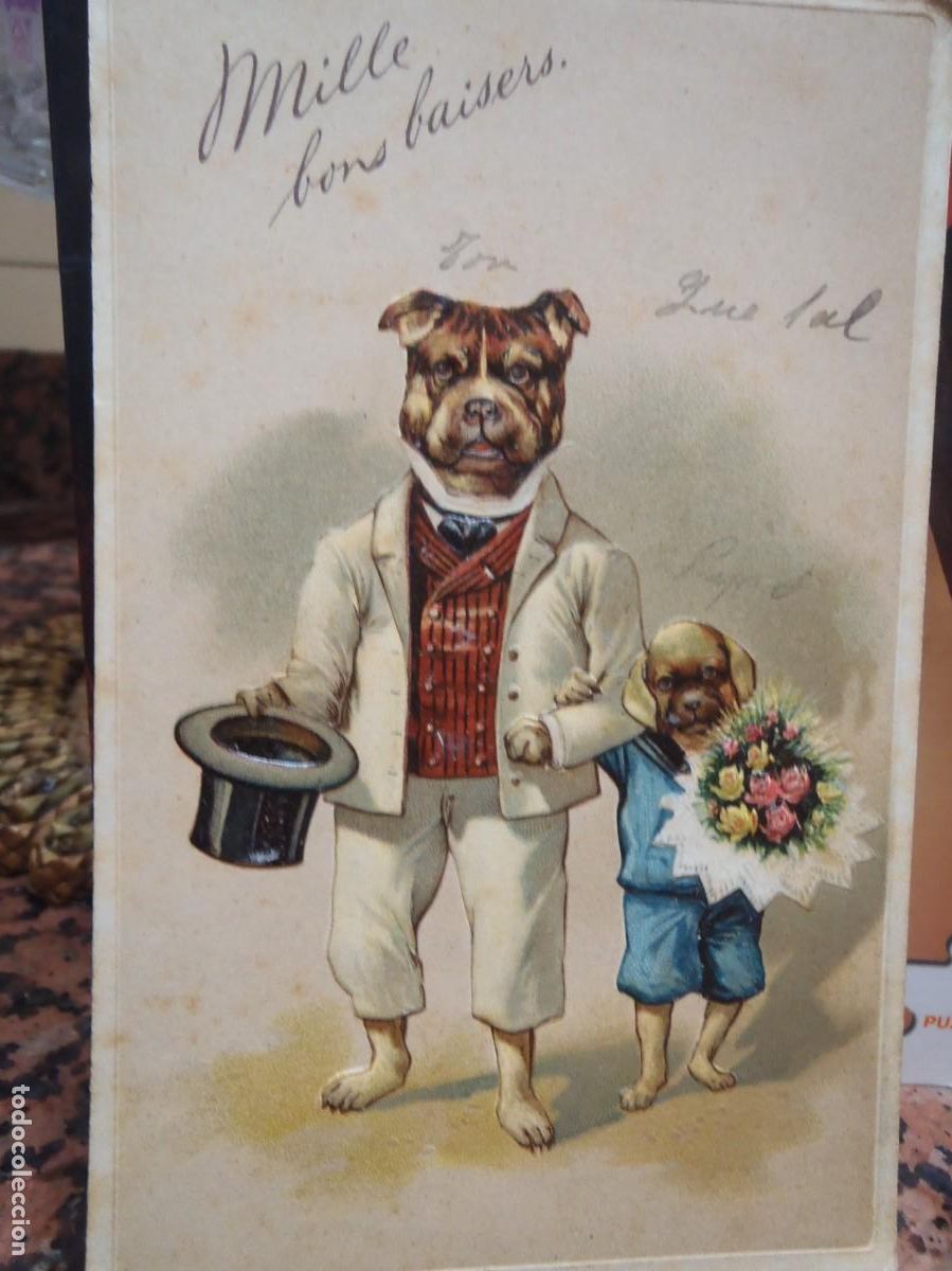 Postales: PERROS - EN RELIEVE - EPOCA - - Foto 1