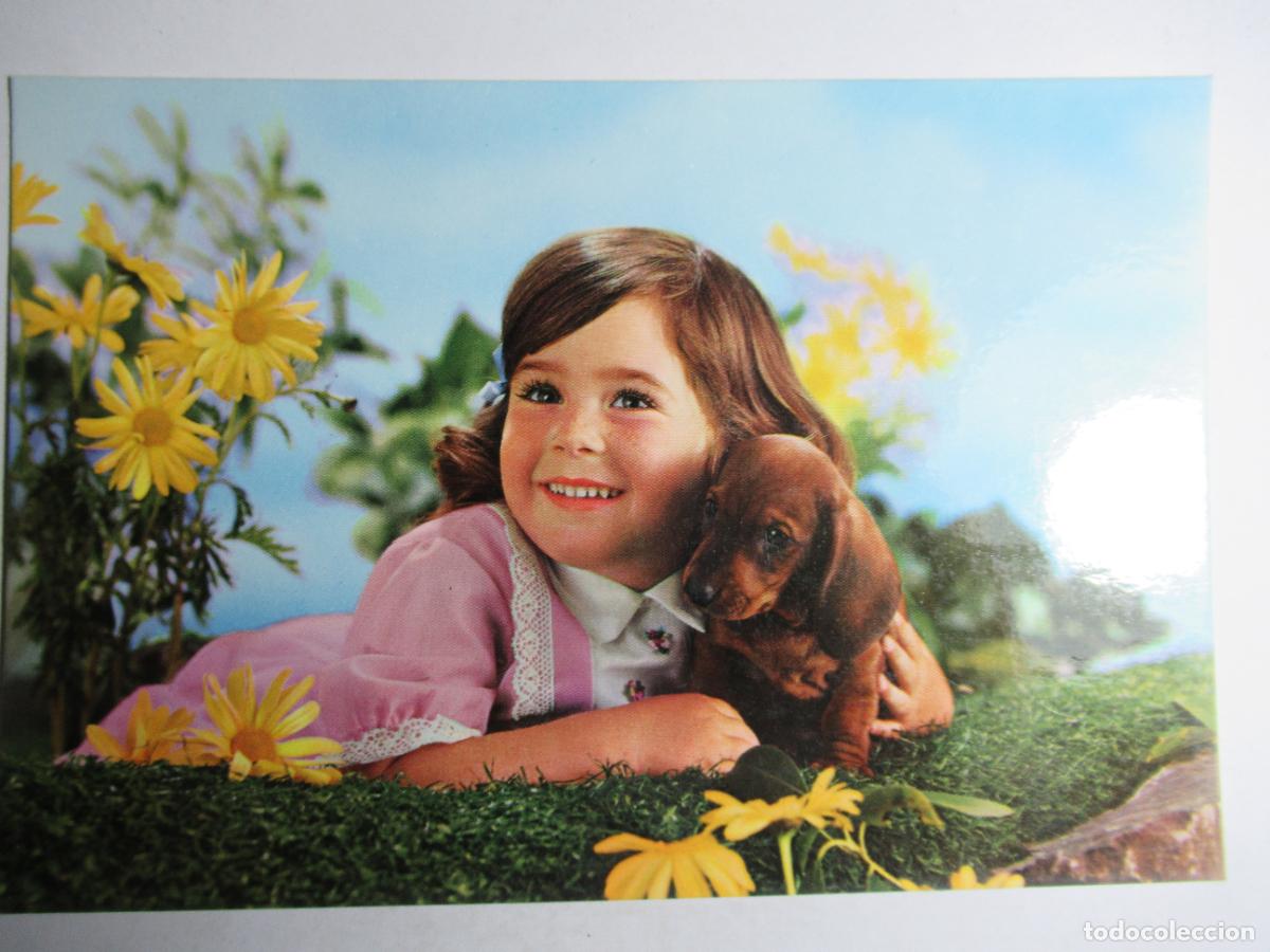 Postales: Postal ni&ntilde;a con perro perrito - Foto 1