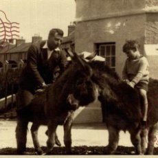 Postales: RPPC FATHER AND SON WITH THE LITTLE DONKEYS, REAL PHOTO BURROS ANE DONKEY EZEL ANIMALES ANIMALS