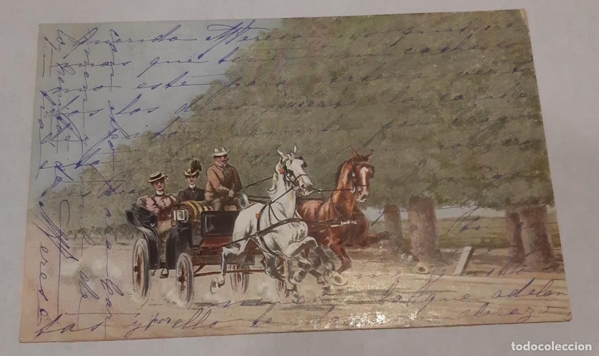 Postales: POSTAL DE caballos tirando del carro 1908 - Foto 1