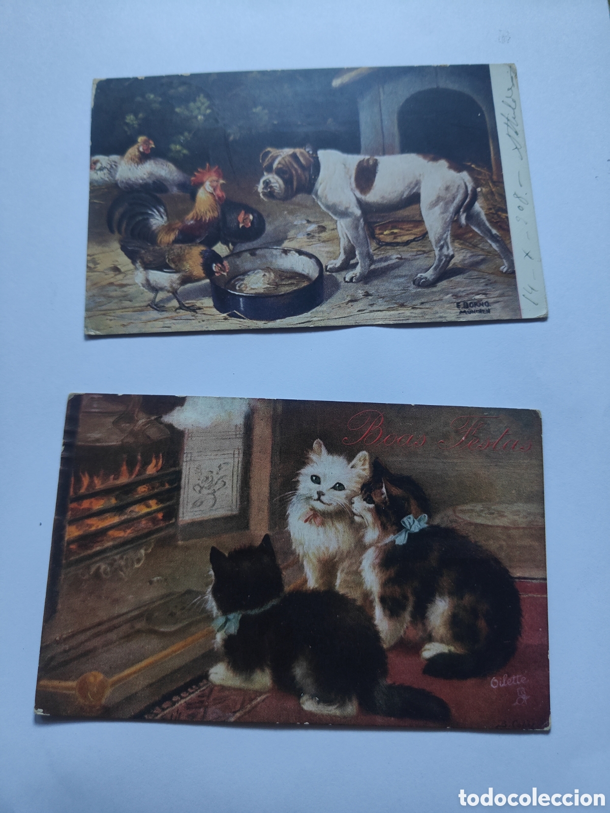 Postales: 2 POSTALES CUADRO DE ANIMALES - Foto 1