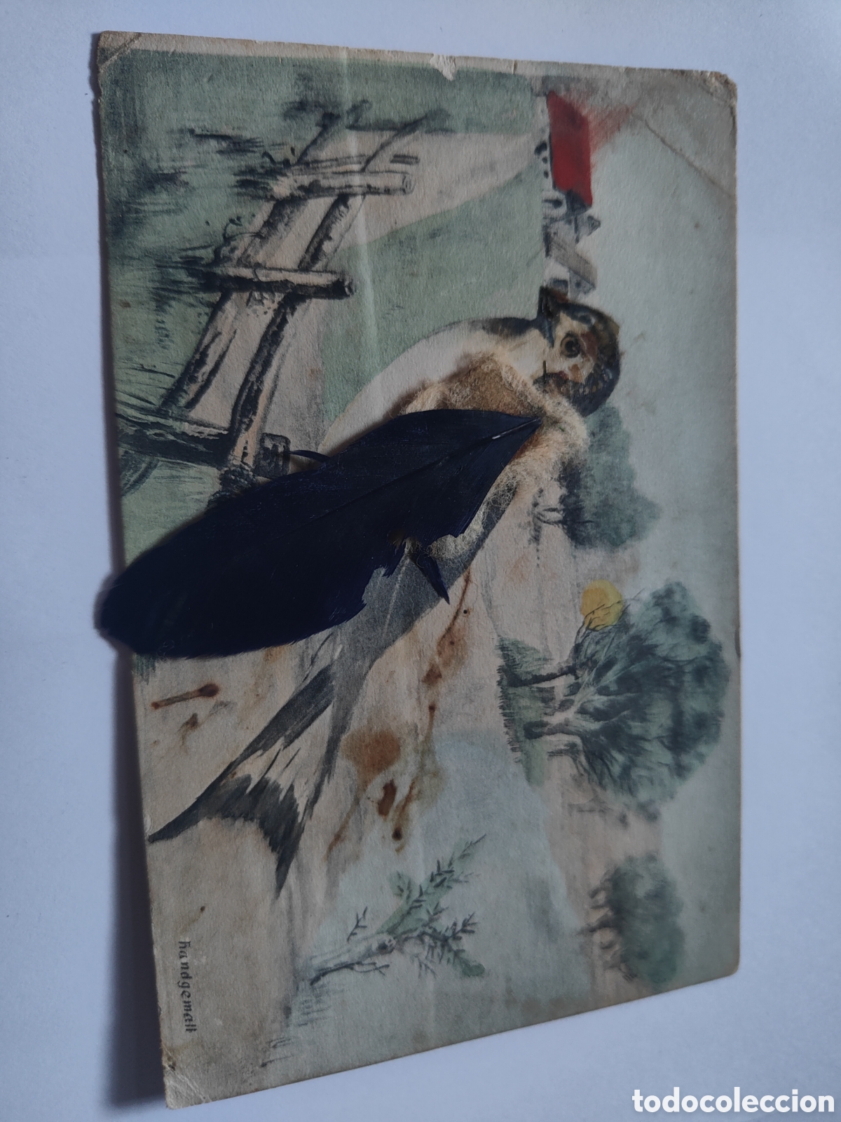 Postales: RARA POSTAL DE PAJARO CON PLUMAS - Foto 1