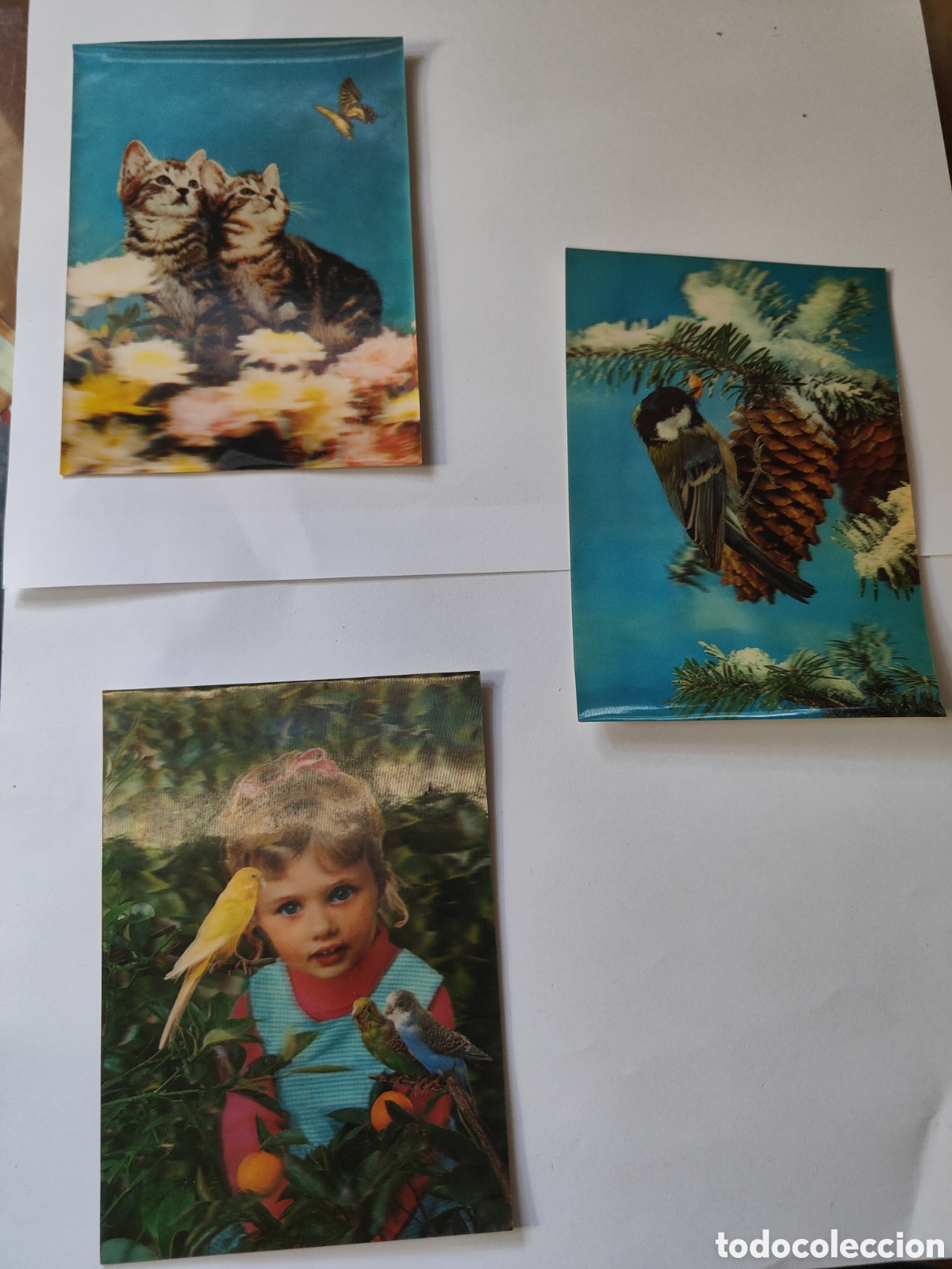 Postales: 3 POSTALES TRIDIMENSIONALES ANIMALES Y NI&Ntilde;A - Foto 1