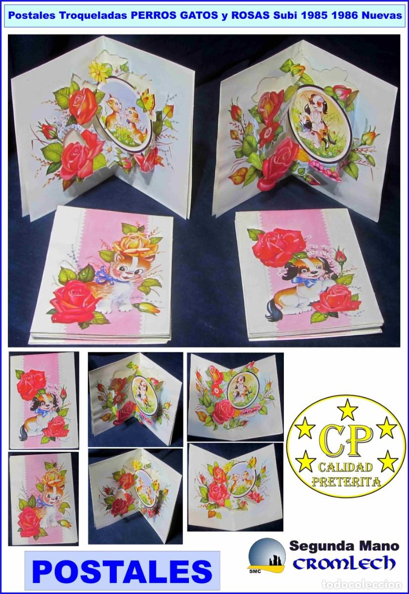 Postales: 13 Postales Troqueladas PERROS GATOS y ROSAS 1985 1986 Impresas en Espa&ntilde;a. Nuevas de Arte Sacro MA