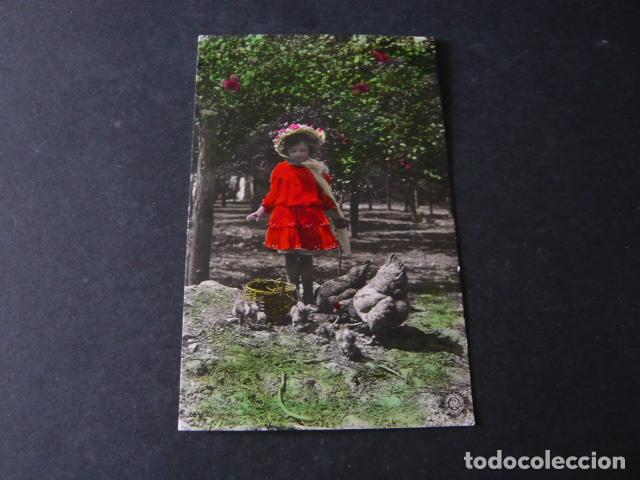 Postales: NI&Ntilde;A CON GALLINAS POSTAL - Foto 1
