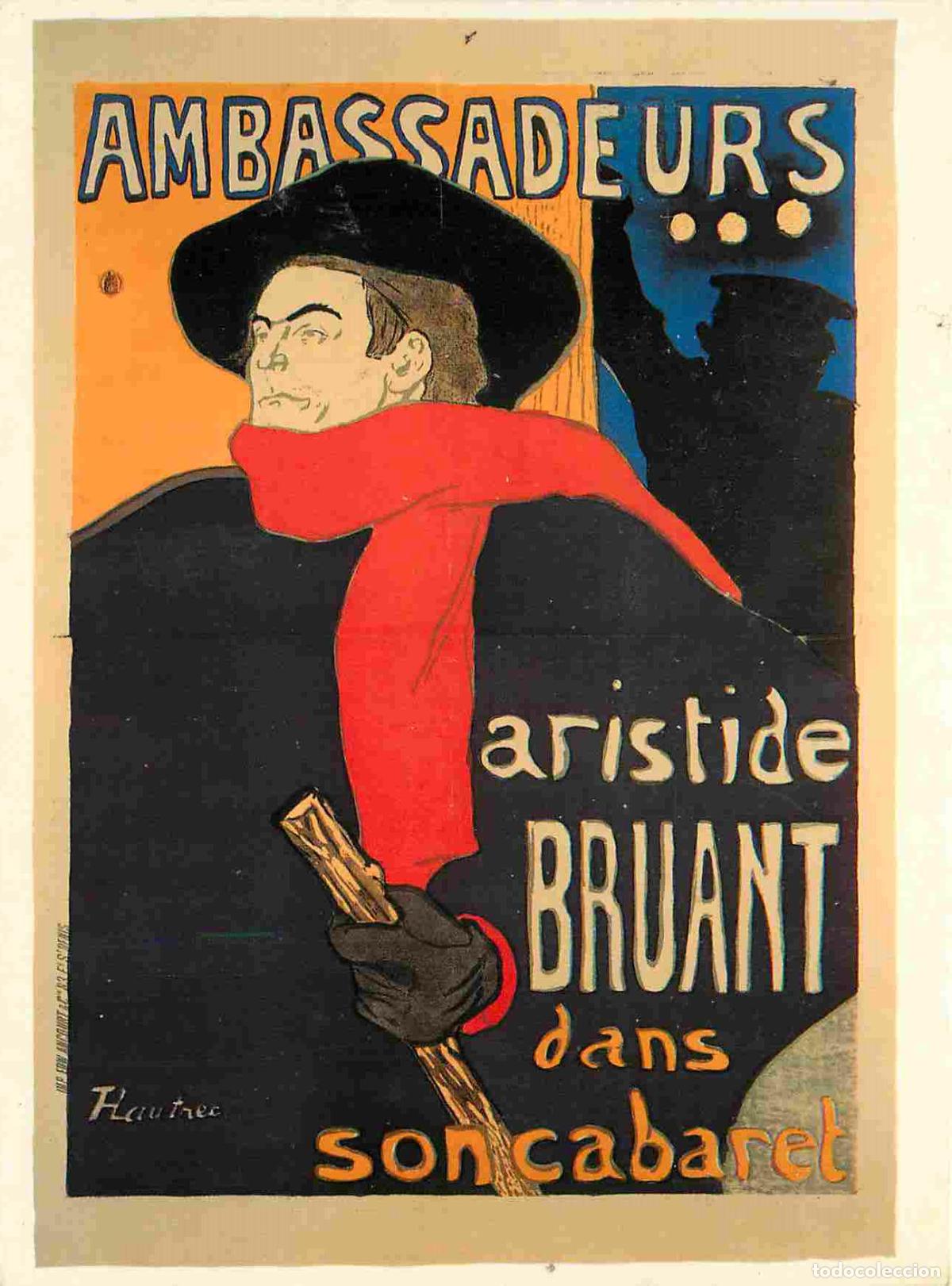 Postcards: Publicite - Ambassadeurs - L'amant d'Amanda Libert - Aristide Bruant 1892 dans son cabaret - illustr