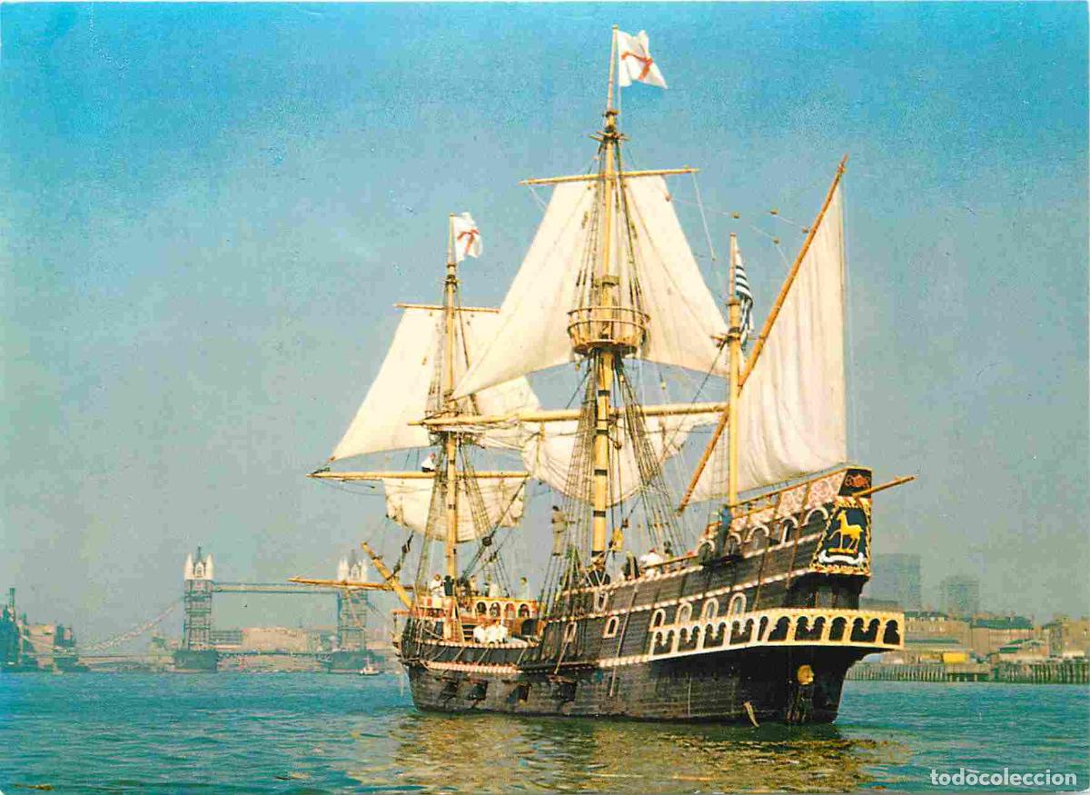 Postcards: Bateaux - Voiliers - The Golden Hinde - The original Golden Hinde carried Francis Drake on his famou