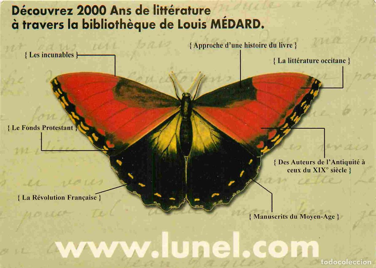 Cartes Postales: Carte Postale - Animaux - Papillons - Carte Publicitaire Biblioth&egrave;que de Lunel - Butterfly - CPM - V