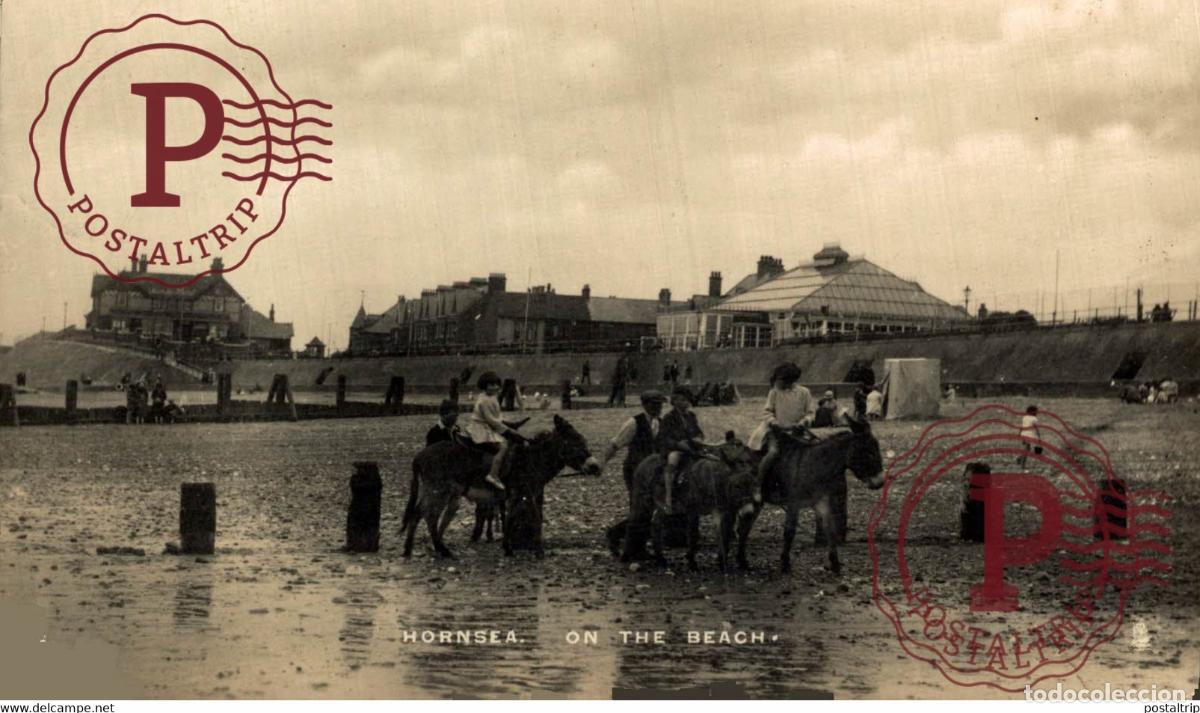 Postkarten: RPPC HORNSEA ON THE BEACH YORKSHIRE ANE DONKEY EZEL
