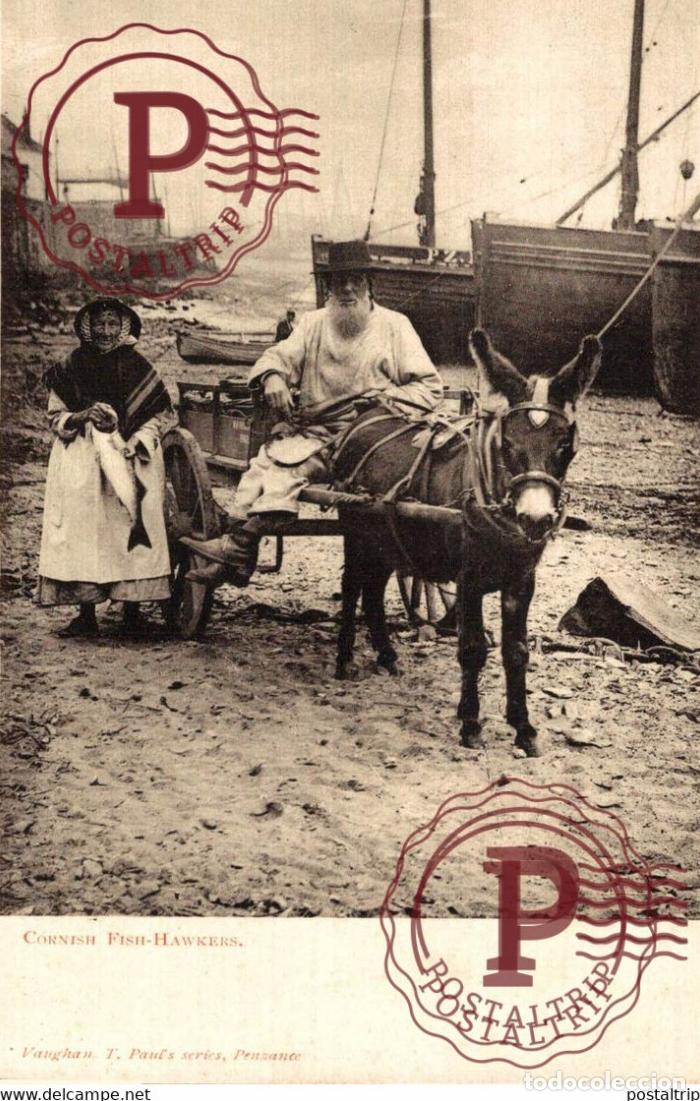 Postales: Cornwall CORNISH FISH HAWKERS BURROS ANE DONKEY EZEL - Foto 1