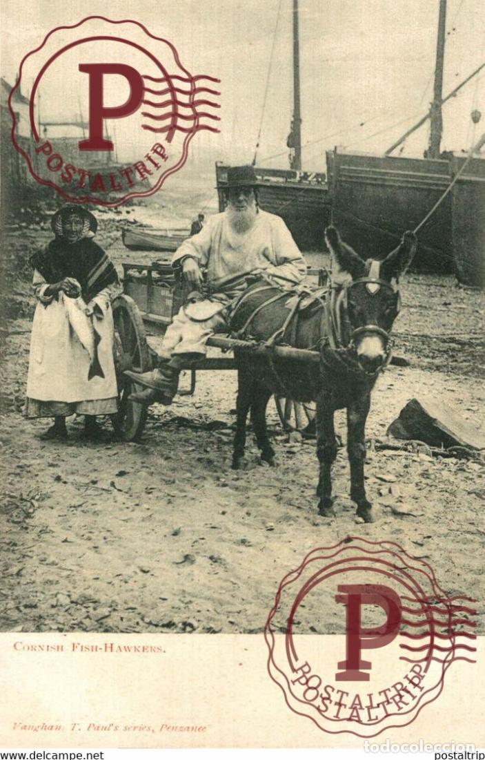 Postales: Cornwall CORNISH FISH HAWKERS BURROS ANE DONKEY EZEL - Foto 1