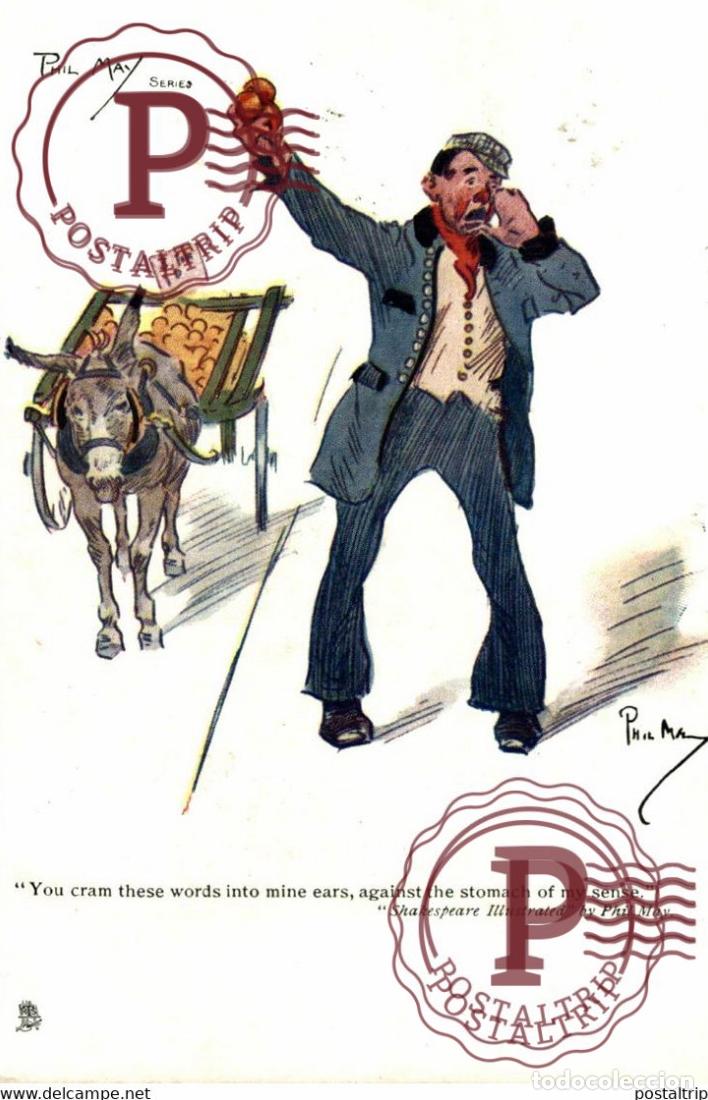 Postales: Shakespeare Illustrated by Phil May - Marchand de tomates et son &acirc;ne ANE DONKEY EZEL