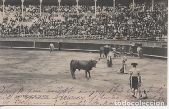 Postales: TOROS TOREROS SUERTE DE CAPA ESCRITA MAT ESTACION SAN SEBASTIAN