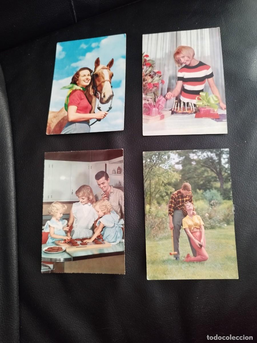 Postales: Coleccion de 4 tarjetas postales de escenas, epoca a&ntilde;os 50. Familia, caballo, pareja, mujer, hombre.