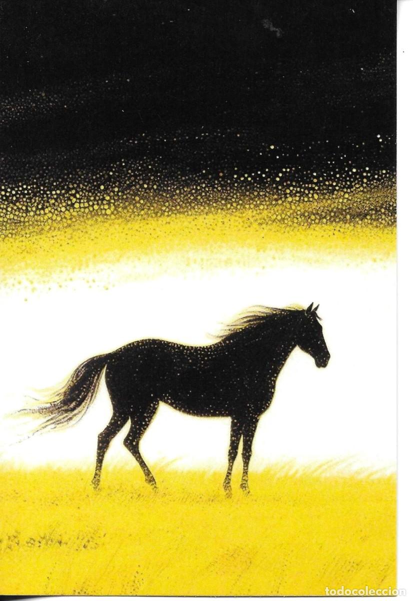 Postales: Silhueta de caballo, en amarillo. Moderna postal ilustrada. 10 x 15 cms. Hecha en China