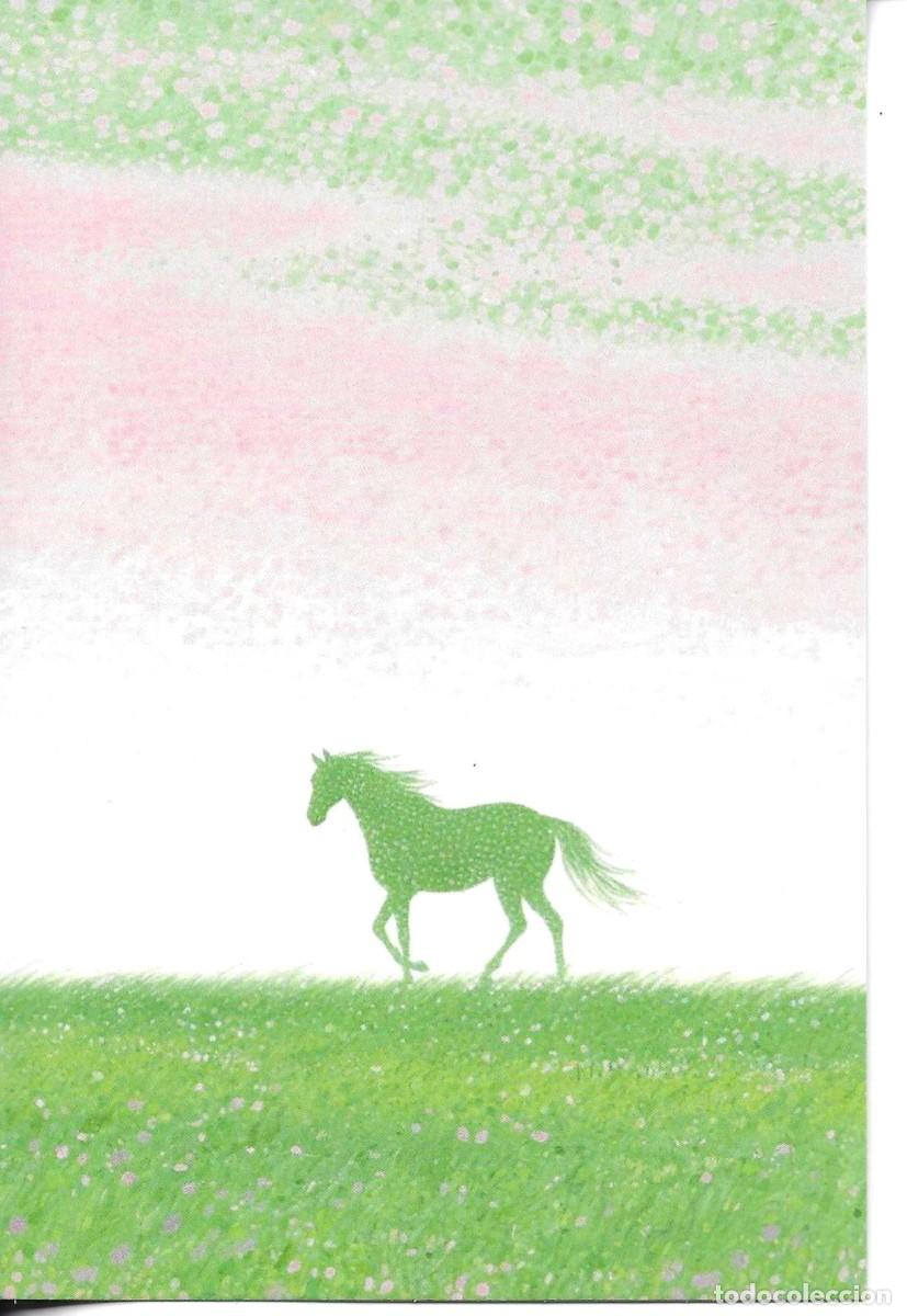 Postales: Silhueta de caballo, en verde. Moderna postal ilustrada. 10 x 15 cms. Hecha en China