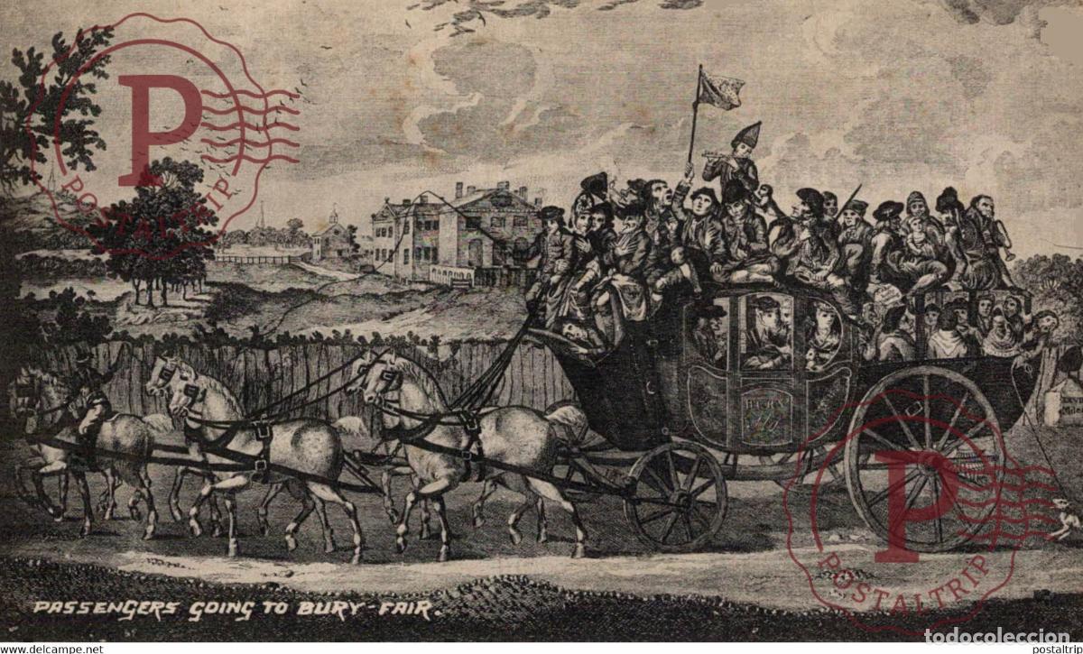 Postales: PASSENGERS GOING RO BURY FAIR CARRIAGE CARRUAJE CHARIOT WAGEN Bryan Goodman Collection