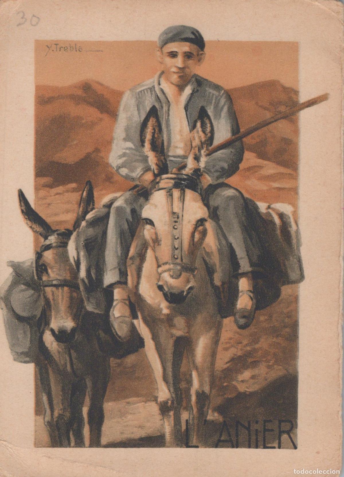 Postales: France Sc&egrave;ne Rurale Anier Homme sur &Acirc;ne Post&eacute;e *YAG028