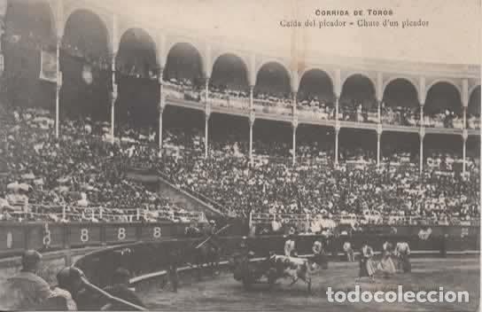 Postales: CORRIDA DE TOROS ESCRITA CAIDA DE PICADOR
