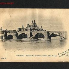 Postales: POSTAL DE ZARAGOZA: PUENTE DE PIEDRA Y VISTA DEL PILAR (FOTOTIPIA DE L.ESCUDÉ, NUM. 8). Lote 702554