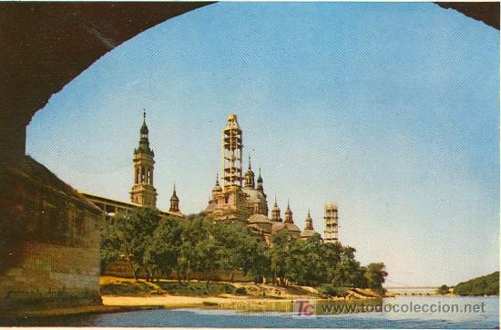 Postales: ZARAGOZA. TEMPLO DEL PILAR Y RIO EBRO. - Foto 1