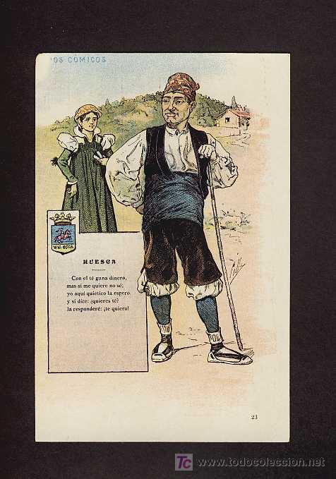 Postales: Postal de de HUESCA: Tipos Comicos (Ed.Calleja num.23) - Foto 1