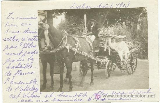 Postales: PIRINEOS. BENASQUE-LUCHON. BATALLA DE FLORES.A&Ntilde;O 1.903.