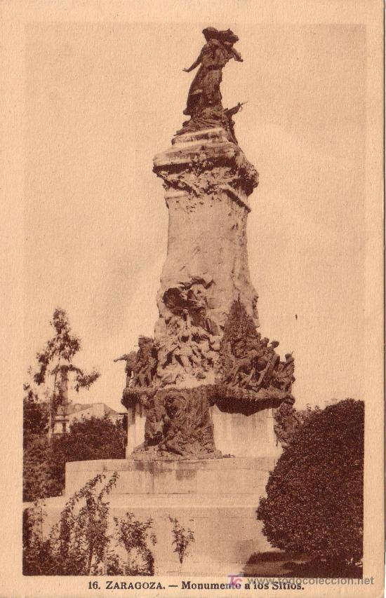 Postales: ZARAGOZA - MONUMENTO A LOS SITIOS - Foto 1