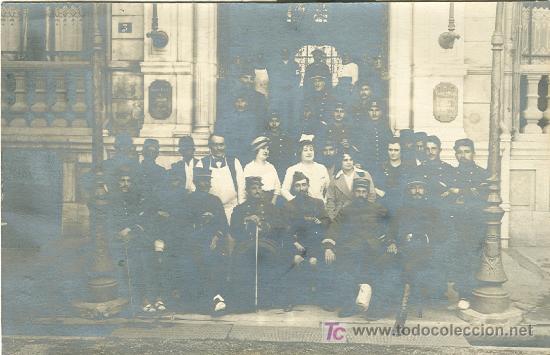 Postales: BENASQUE-LUCHON. GRUPO DE HERIDOS DE LA I G. M. EN LUCHON. MARZO DE 1.915.
