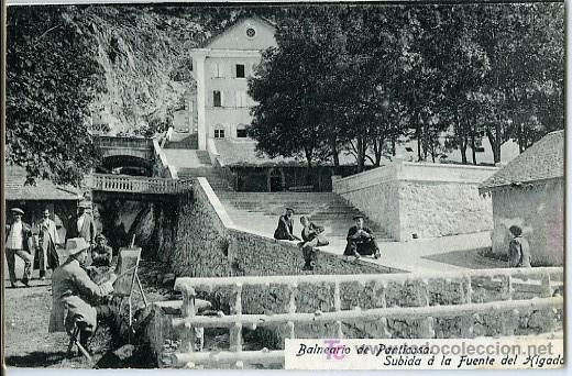 Postales: POSTAL BALNEARIO DE PANTICOSA SUBIDA A LA FUENTE DEL HIGADO CON GENTES DEL LUGAR