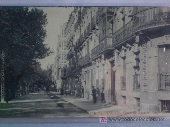 Postales: ZARAGOZA. PASEO DE SAGASTA. POSTAL ORIGINAL - Foto 1