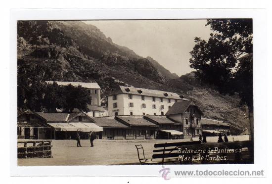 Postales: Balneario de Panticosa. Plaza de coches. Fotogr&aacute;fica.
