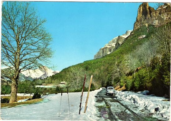 Postales: PARQUE NACIONAL DE ORDESA (Tozal del Mallo y Tende&ntilde;era al fondo,paisaje invernal,Pirineo Aragon&eacute;s)