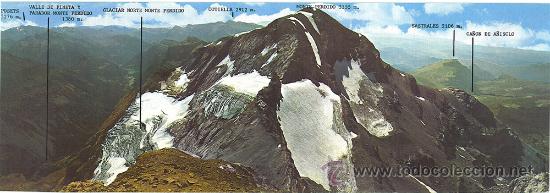 Postales: GRAN PANOR&Aacute;MICA MACIZO MONTE PERDIDO Y VALLE DE PINETA. PIRINEO ARAGON&Eacute;S - A&Ntilde;O 1976