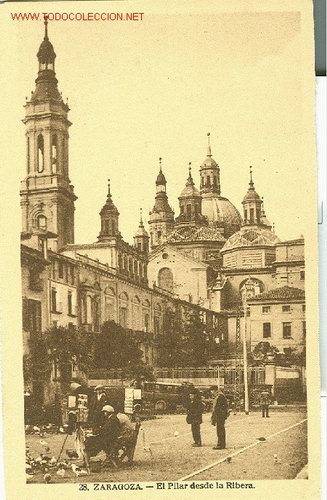 Postales: ZARAGOZA. EL PILAR DESDE LA RIBERA. - Foto 1