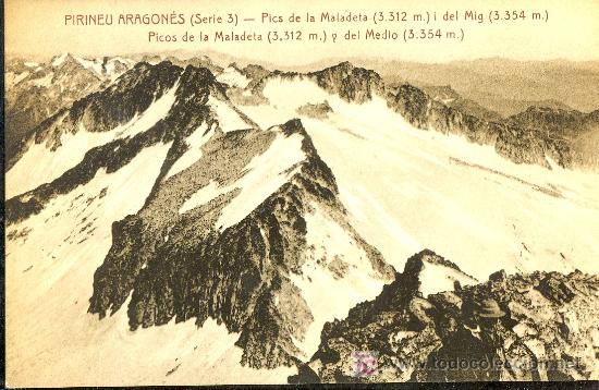 Postais: TARJETA POSTAL DEL PIRINEO ARAGONES. PICOS DE LA MADALETA Y DEL MEDIO