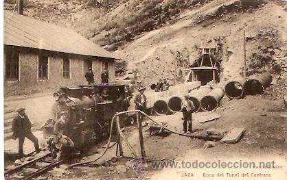 Postales: POSTAL JACA BOCA DEL TUNEL DE CANFRANC FERROCARRIL - Foto 1