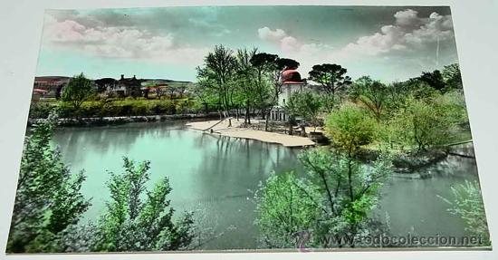 Postcards: ANTIGUA FOTO POSTAL COLOREADA DE ALHAMA DE ARAGON - LAGO Y PLAYA - ED. SICILIA - NO CIRCULADA.