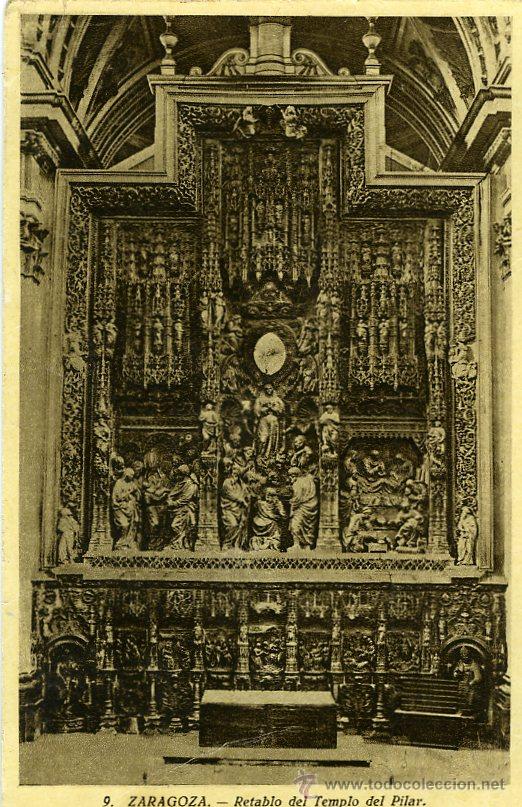 Postales: POSTAL ZARAGOZA RETABLO DEL TEMPLO DEL PILAR - Foto 1
