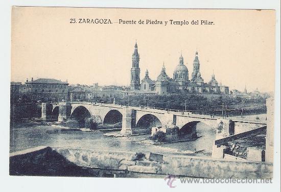 Postales: Zaragoza . Puente de Piedra y Templo del Pilar