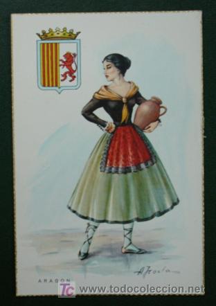 Postkarten: ARAG&Oacute;N. MUJER CON VESTIDO REGIONAL.