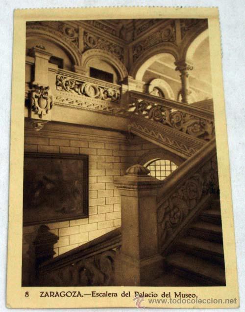 Postales: Postal Zaragoza Escalera del Palacio del Museo - Foto 1
