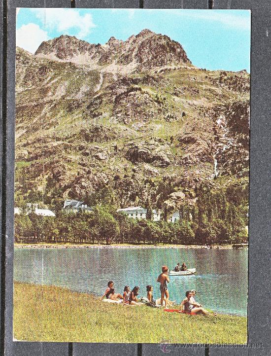 Postales: N. 5 - BALNEARIO DE PANTICOSA. PLAYA DEL LAGO. ALTITUD 1.636 M. AL FONDO MACIZO DE BRAZATOS