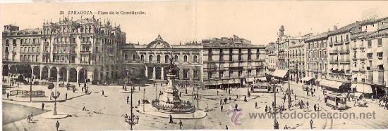 Postales: POSTAL DOBLE ZARAGOZA PLAZA DE LA CONSTITUCION - Foto 1