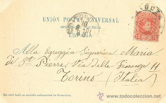Postales: GITANA. CIRCULADA DESDE ZARAGOZA A ITALIA EN 1901. - Foto 2