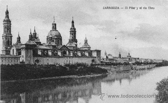 Postales: POSTAL DE ZARAGOZA SIN CIRCULAR,EL PILAR Y EL RIO EBRO - Foto 1