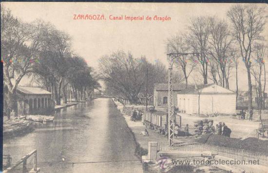 Postkarten: ZARAGOZA.- CANAL IMPERIAL DE ARAG&Oacute;N ( MUELLE DE CARGA Y DESCARGA DEL FERROCARRIL)